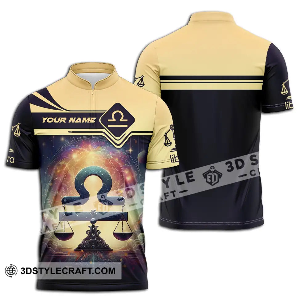 Unisex Shirt - Custom Text Libra Zipper Polo / S T-Shirt