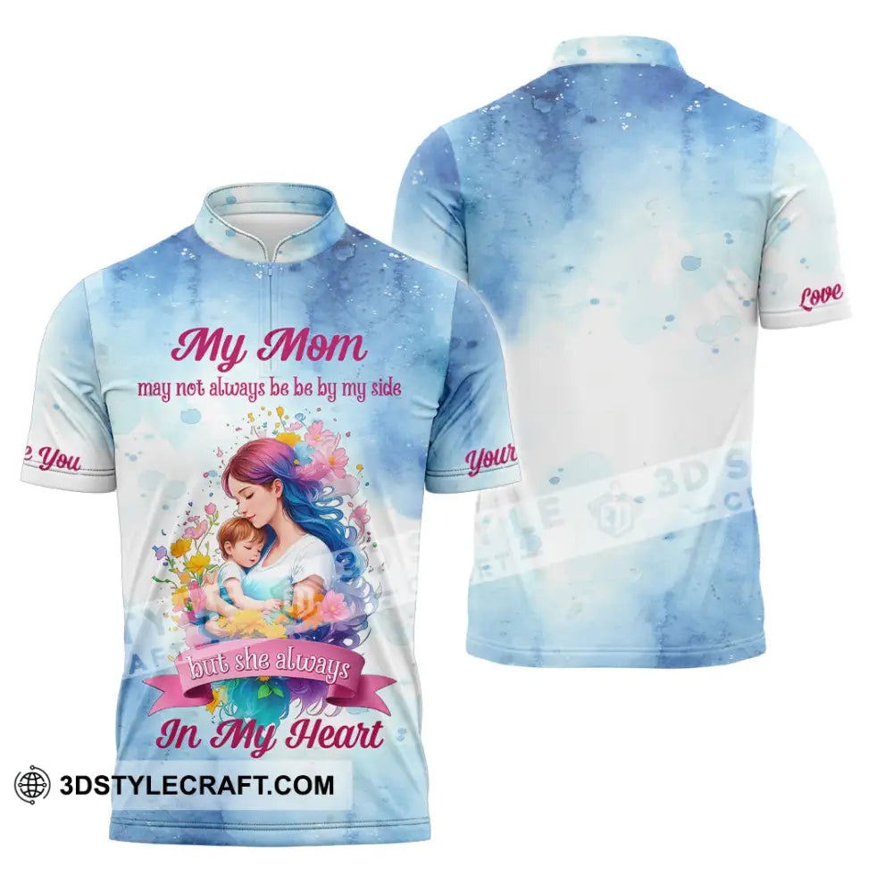 Unisex Shirt - Custom Text Shirt Love Mom Shirt Mother’s Day Gift Zipper Polo Shirt / S T-shirt