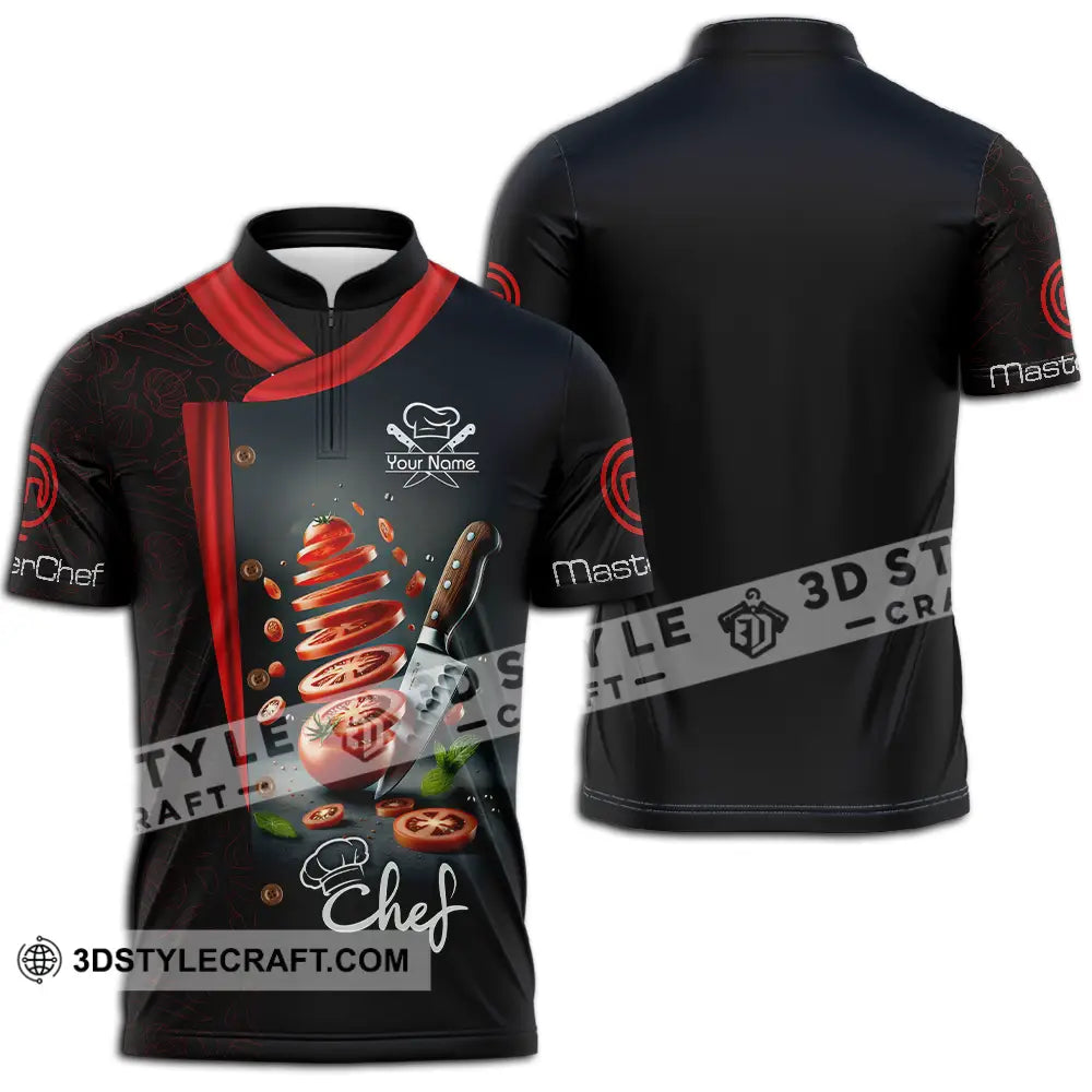 Unisex Shirt - Custom Text Shirt Master Chef Shirt Zipper Polo Shirt / S T-shirt