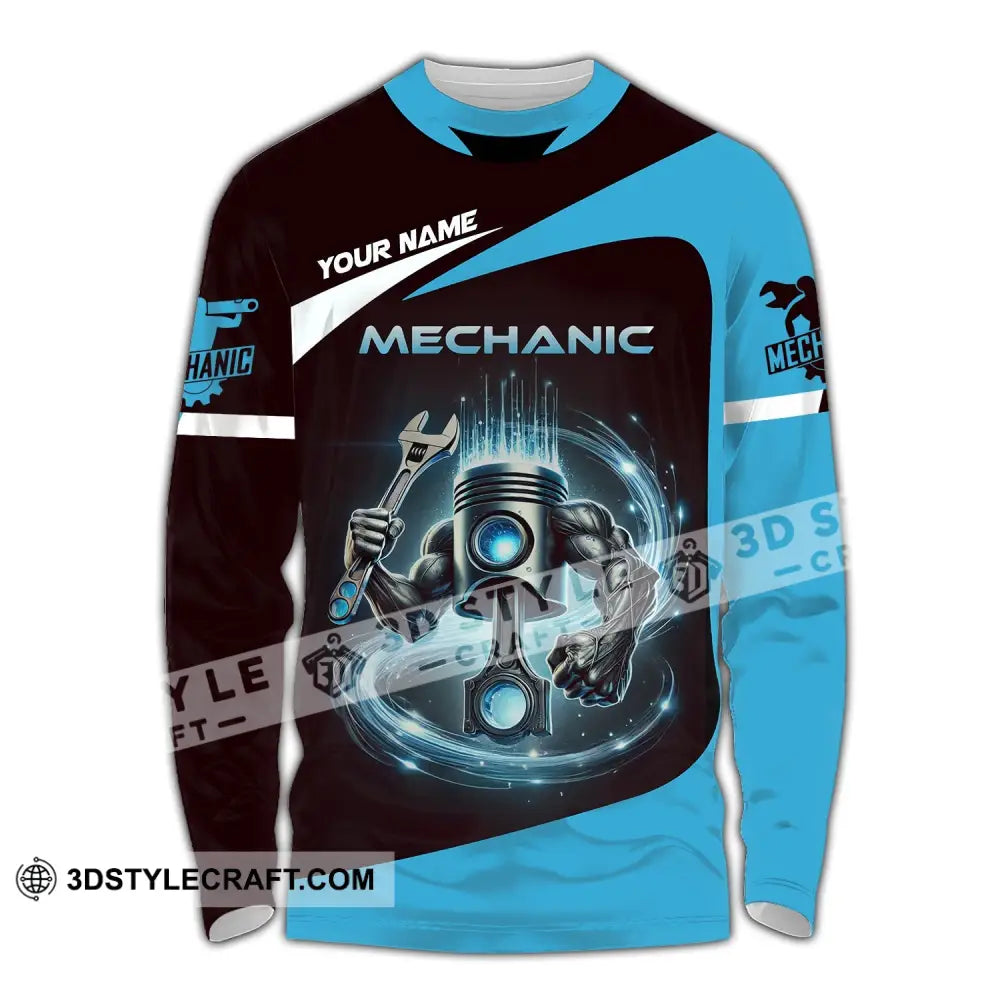 Unisex Shirt - Custom Text Mechanic Long Sleeve / S T-Shirt