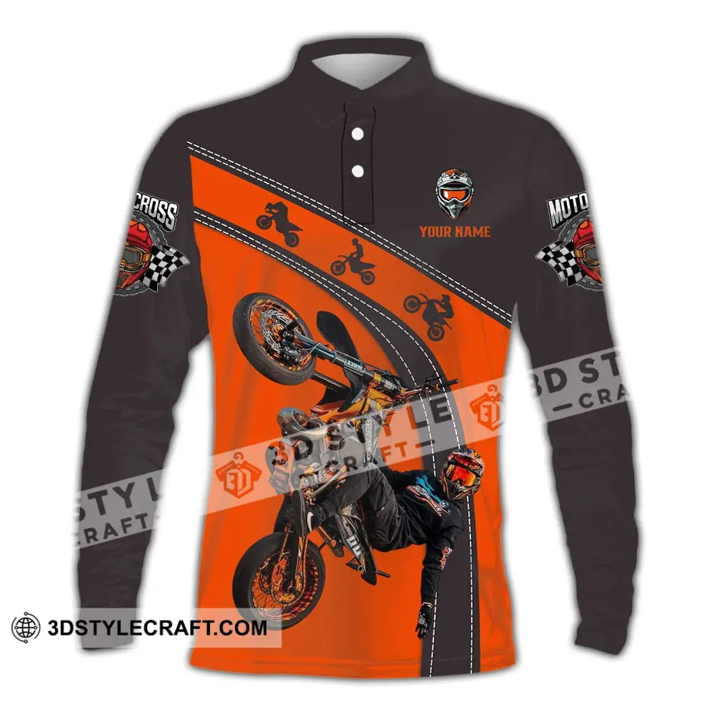 Unisex Shirt - Custom Text Motocross Long Sleeve Polo / S T-Shirt