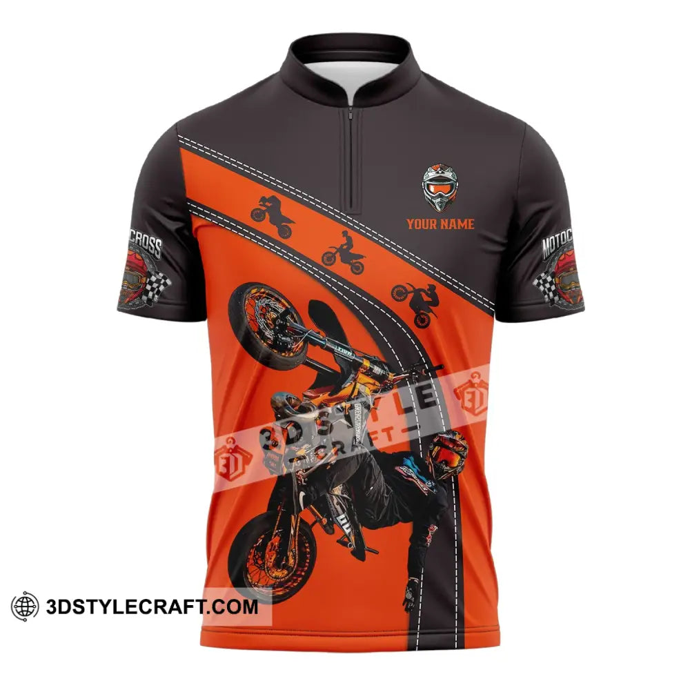 Unisex Shirt - Custom Text Motocross Zipper Polo / S T-Shirt
