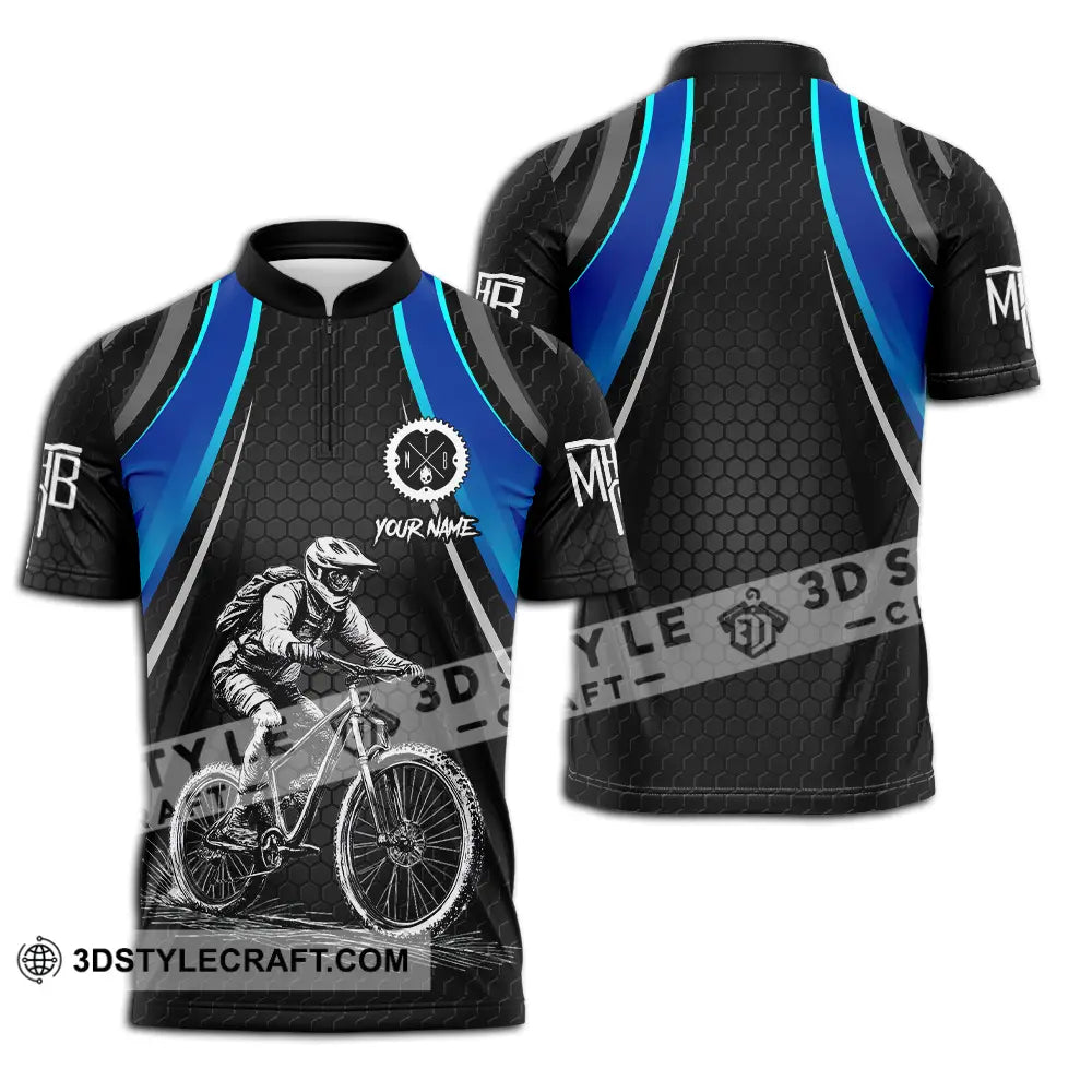 Unisex Shirt - Custom Text Mountain Bike Classic Sport Zipper Polo / S T-Shirt