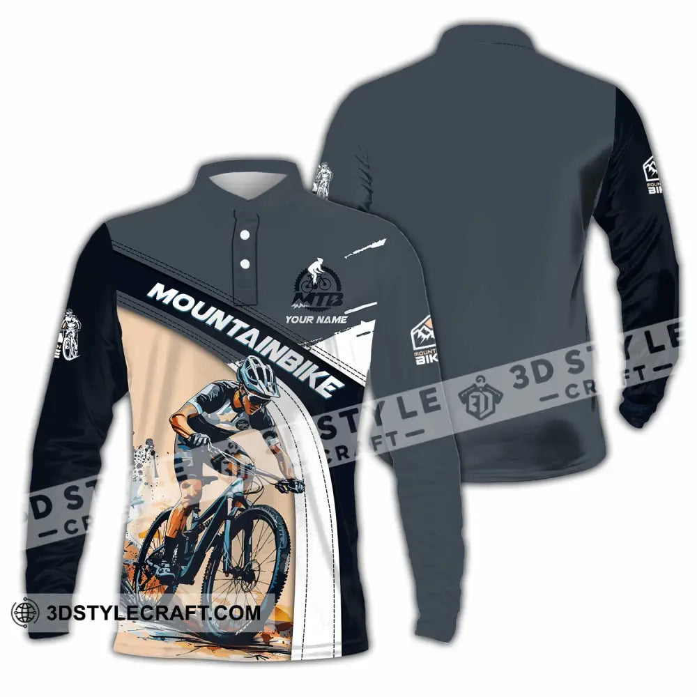 Unisex Shirt - Custom Text Shirt Mountain Bike Shirt Long Sleeve Polo / S T-shirt