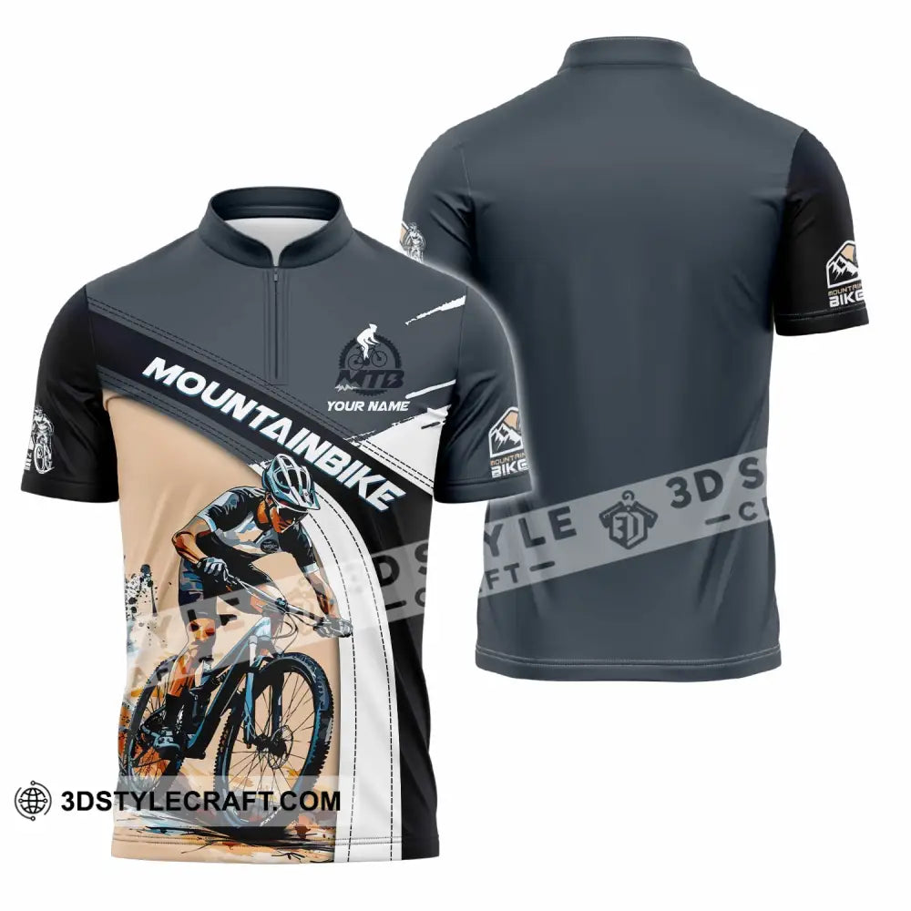 Unisex Shirt - Custom Text Shirt Mountain Bike Shirt Zipper Polo Shirt / S T-shirt