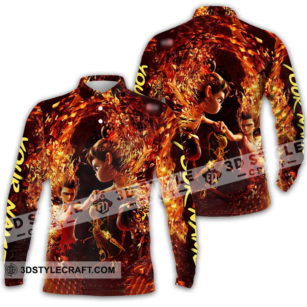 Unisex Shirt - Custom Text Shirt Ne Zha Shirt Long Sleeve Polo / S T-shirt