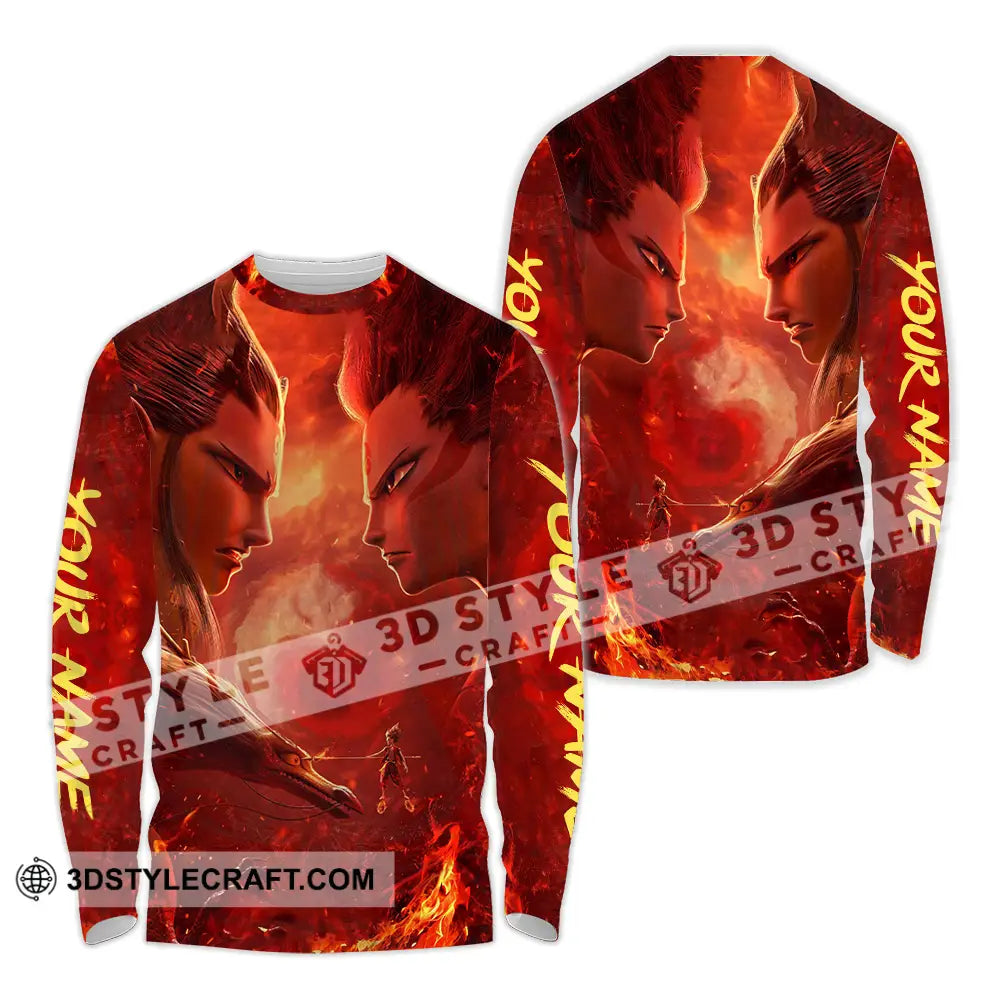 Unisex Shirt - Custom Text Shirt Ne Zha Shirt Long Sleeve Shirt / S T-shirt