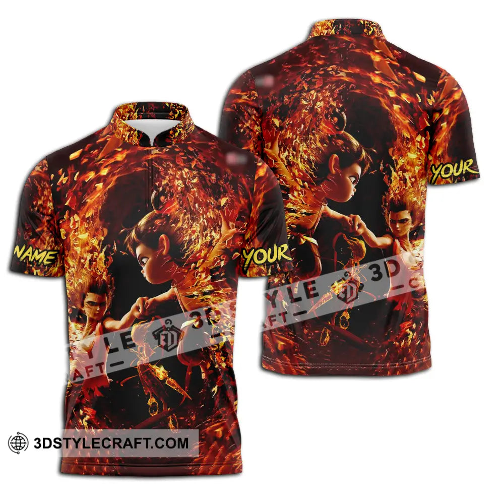 Unisex Shirt - Custom Text Shirt Ne Zha Shirt Zipper Polo Shirt / S T-shirt