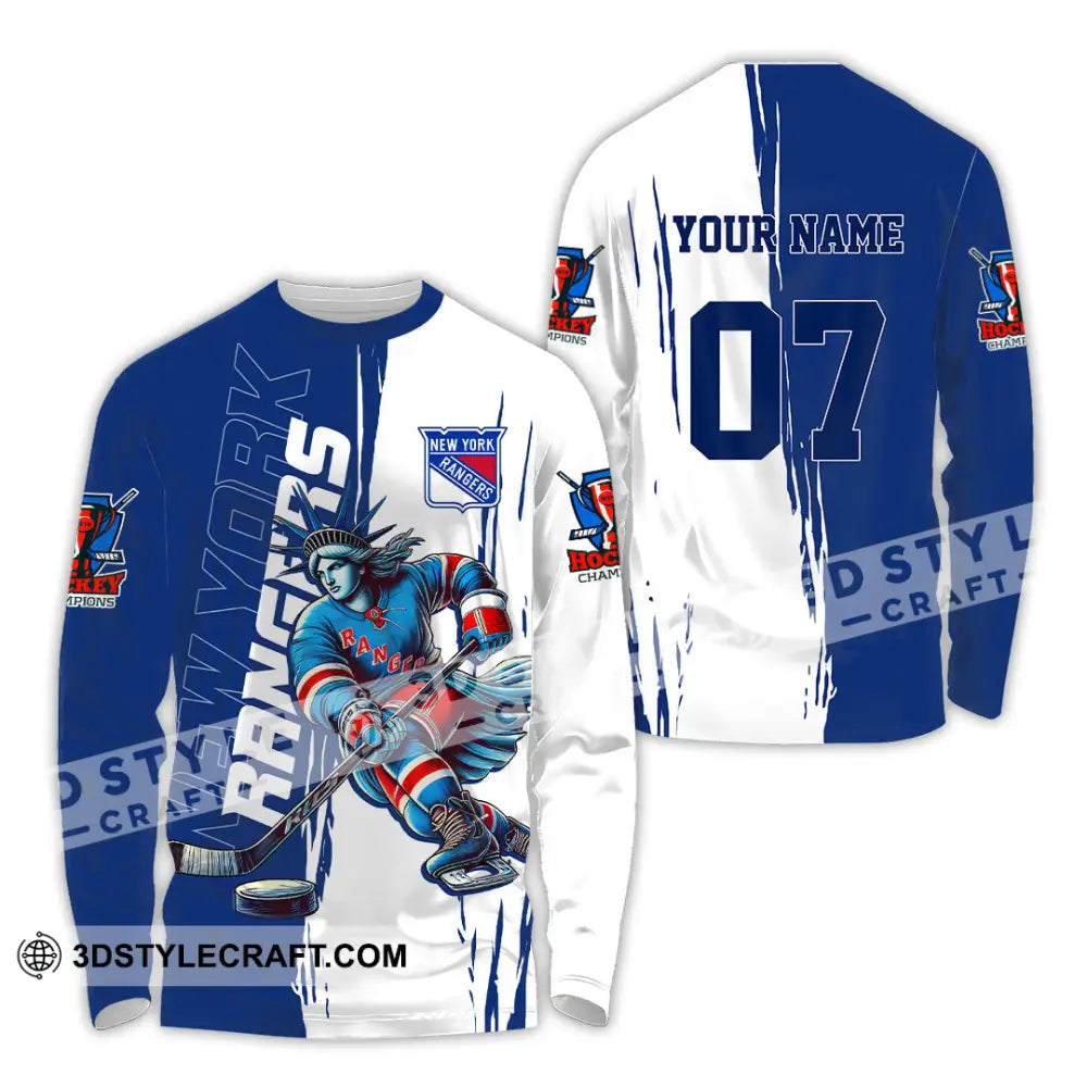 Unisex Shirt - Custom Text Shirt New York Rangers Shirt Long Sleeve Shirt / S T-shirt