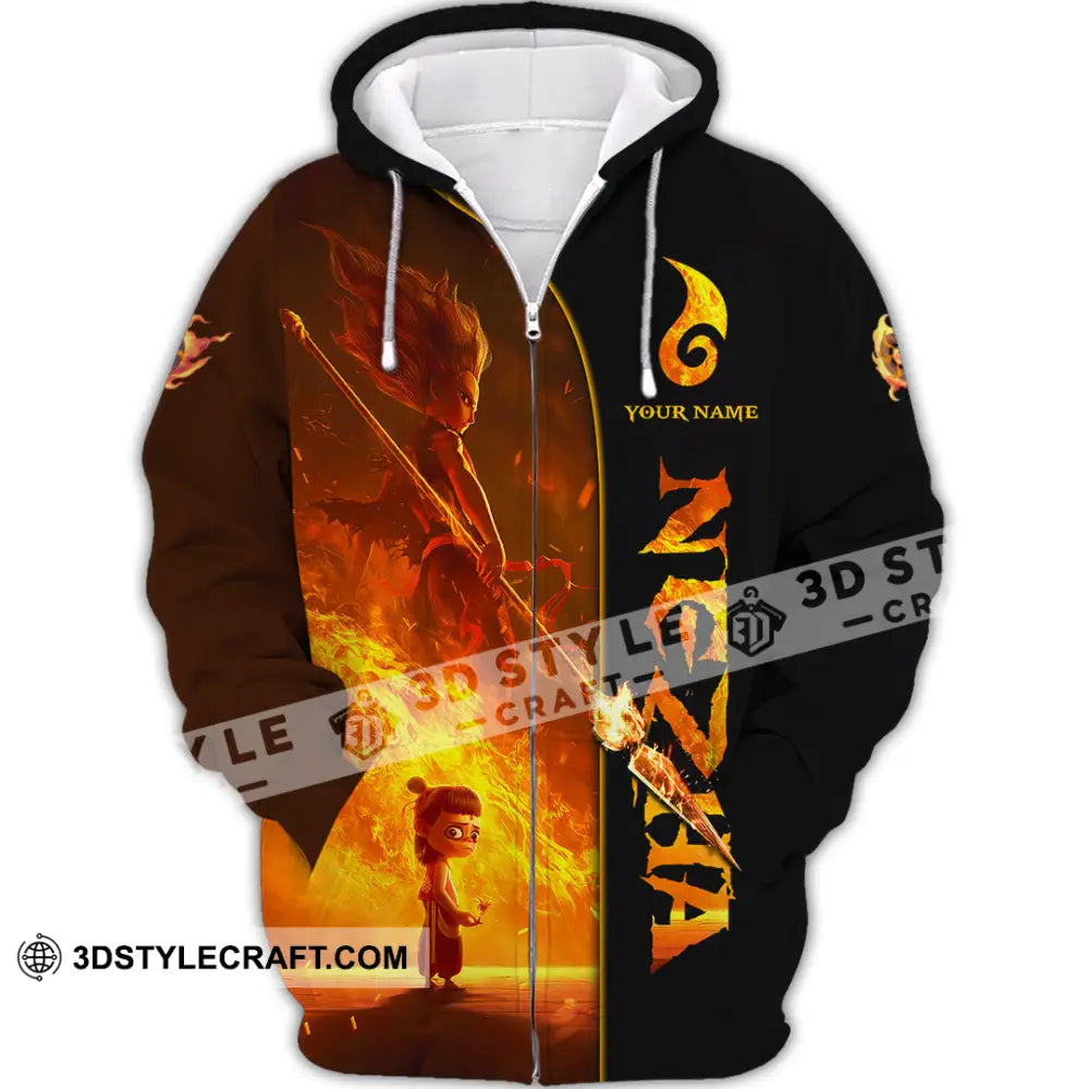 Unisex Shirt - Custom Text Shirt NeZha Shirt Zipper Hoodie / S T-shirt