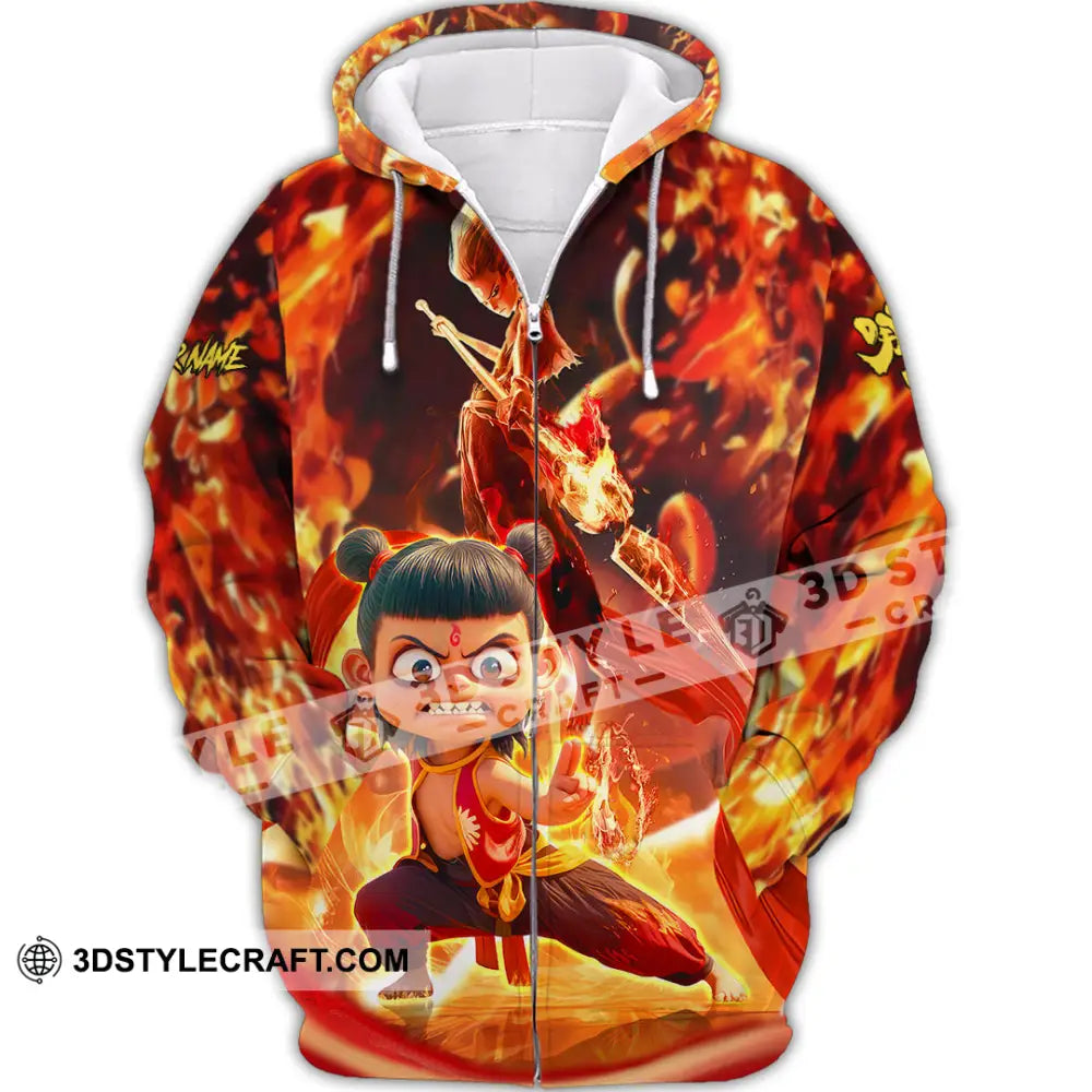 Unisex Shirt - Custom Text Shirt Nezha Shirt Zipper Hoodie / S T-shirt
