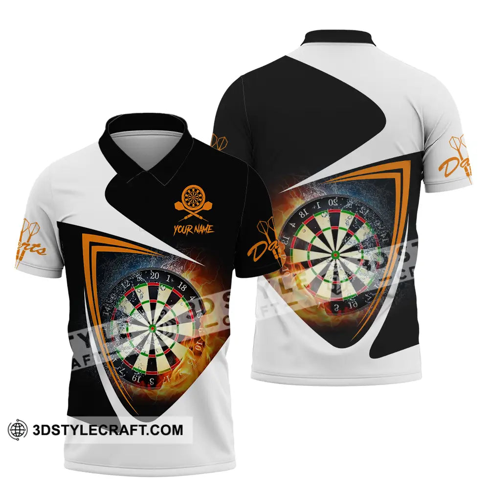 Unisex Shirt - Custom Text Orange Black And White Darts Sport Polo / S T-Shirt