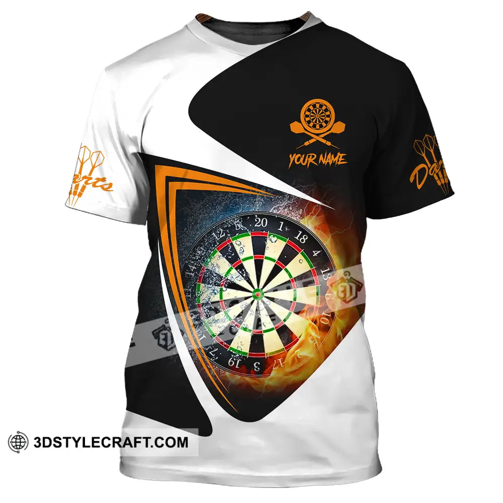 Unisex Shirt - Custom Text Orange Black And White Darts Sport T-Shirt / S T-Shirt