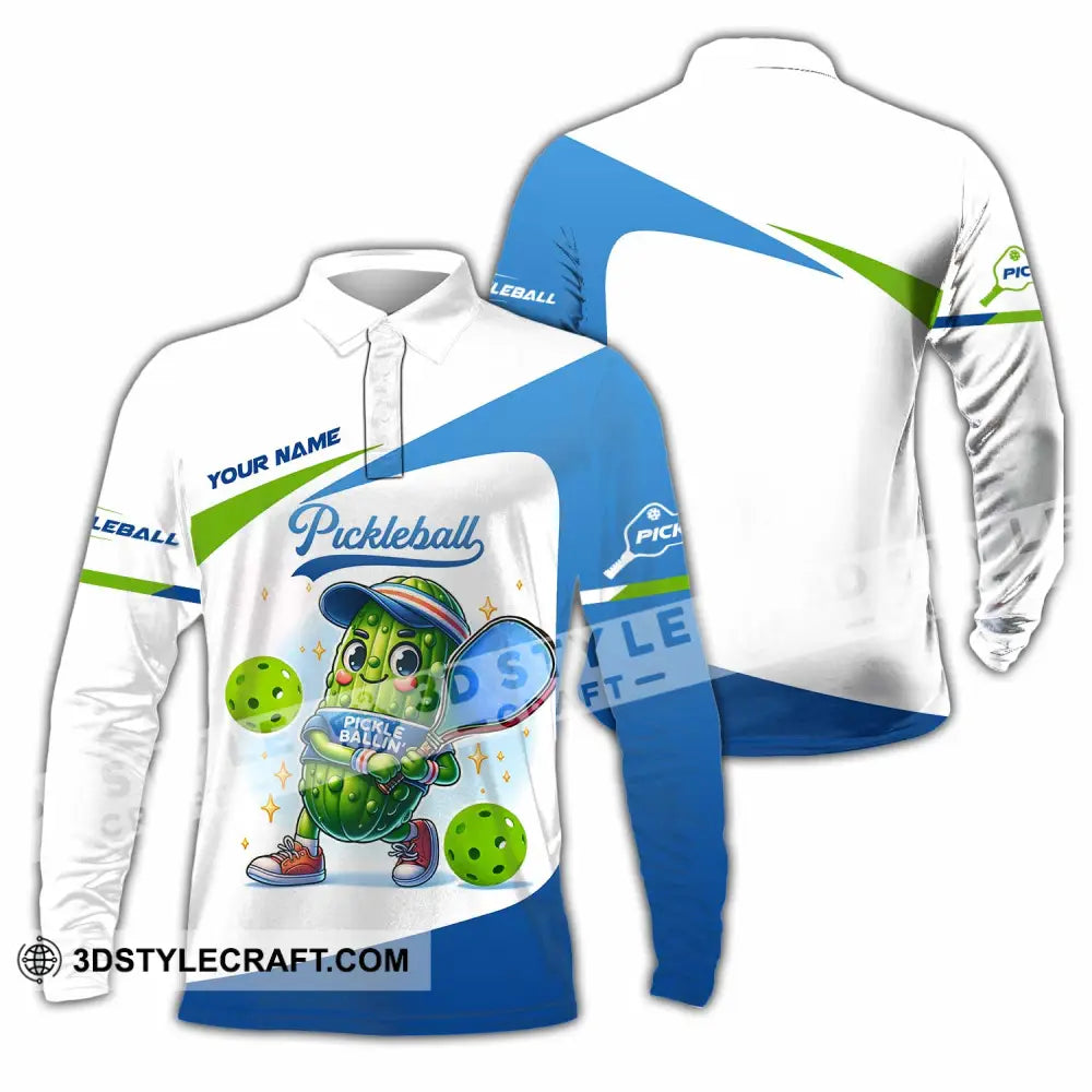 Unisex Shirt - Custom Text Shirt Pickleball Shirt Long Sleeve Polo / S T-shirt