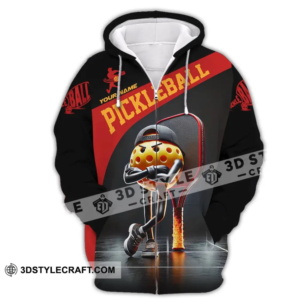 Unisex Shirt - Custom Text Pickleball Zipper Hoodie / S T-Shirt