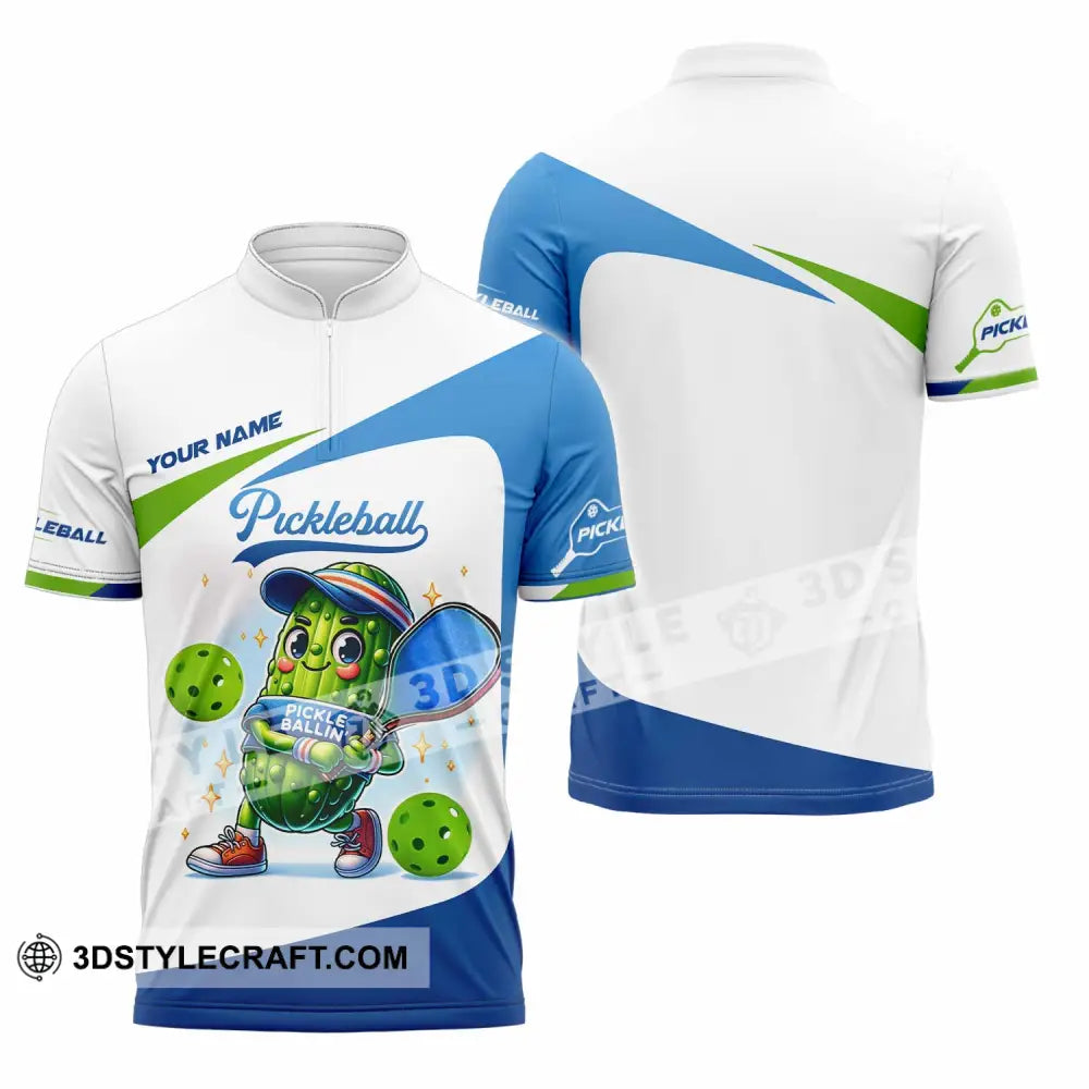 Unisex Shirt - Custom Text Shirt Pickleball Shirt Zipper Polo Shirt / S T-shirt