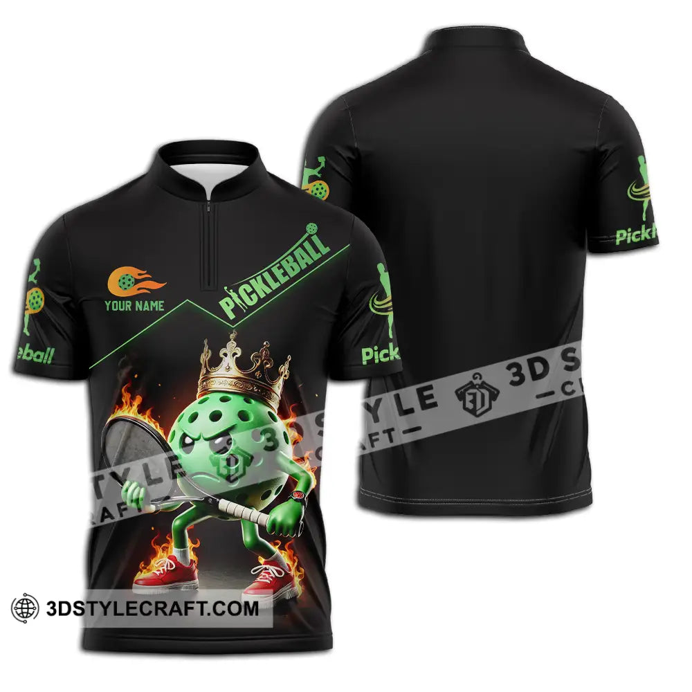 Unisex Shirt - Custom Text Pickleball Zipper Polo / S T-Shirt