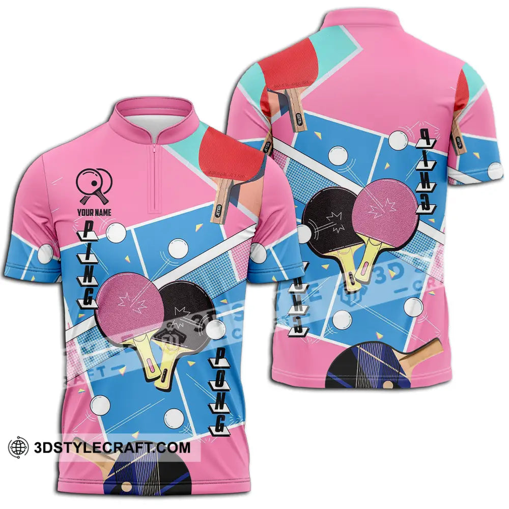 Unisex Shirt - Custom Text Shirt Ping Pong Shirt Zipper Polo Shirt / S T-shirt
