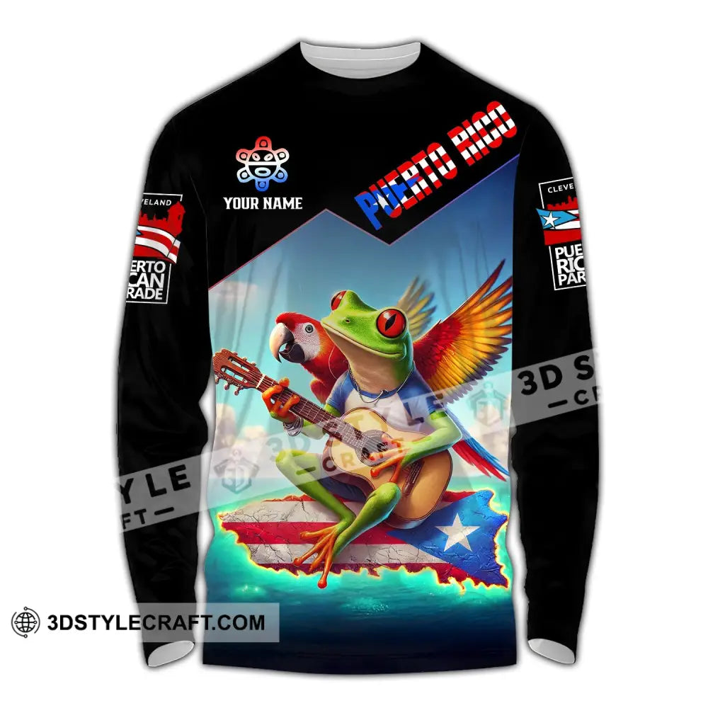 Unisex Shirt - Custom Text Puerto Rico Long Sleeve / S T-Shirt