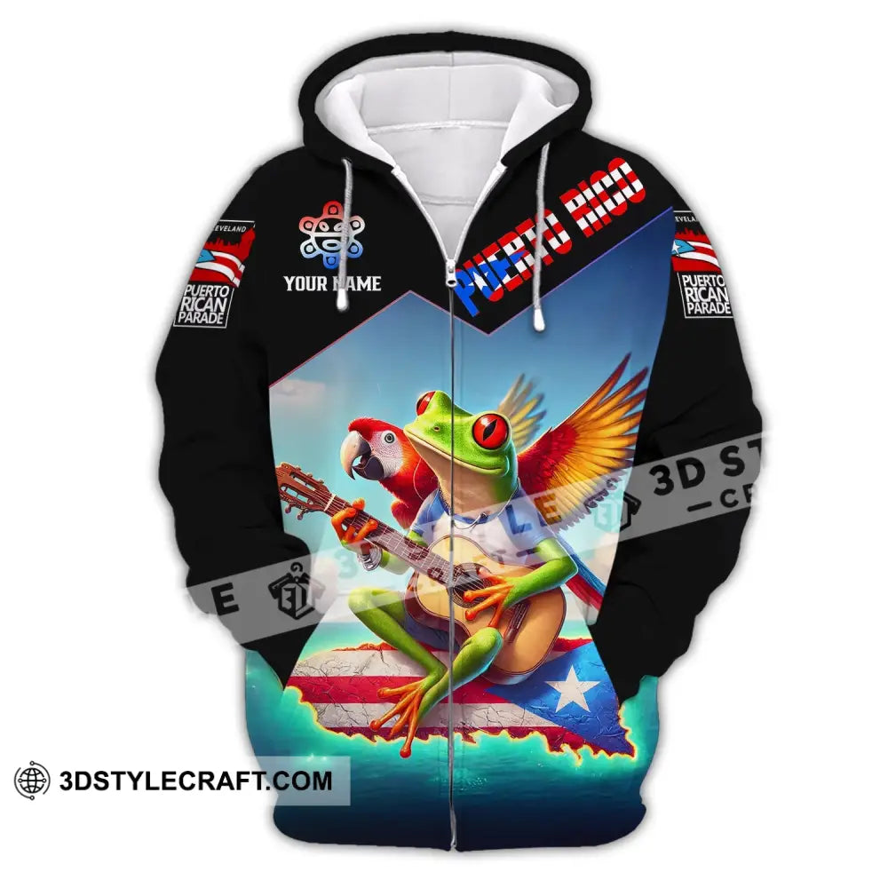 Unisex Shirt - Custom Text Puerto Rico Zipper Hoodie / S T-Shirt