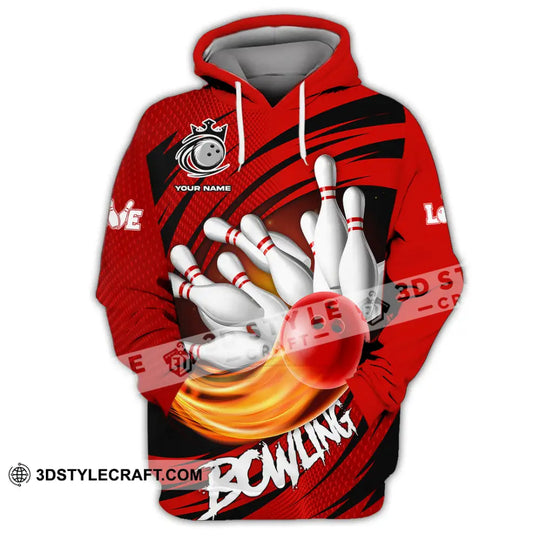 Unisex Shirt - Custom Text Red Ball Bowling Player Sport Shirt style option 2