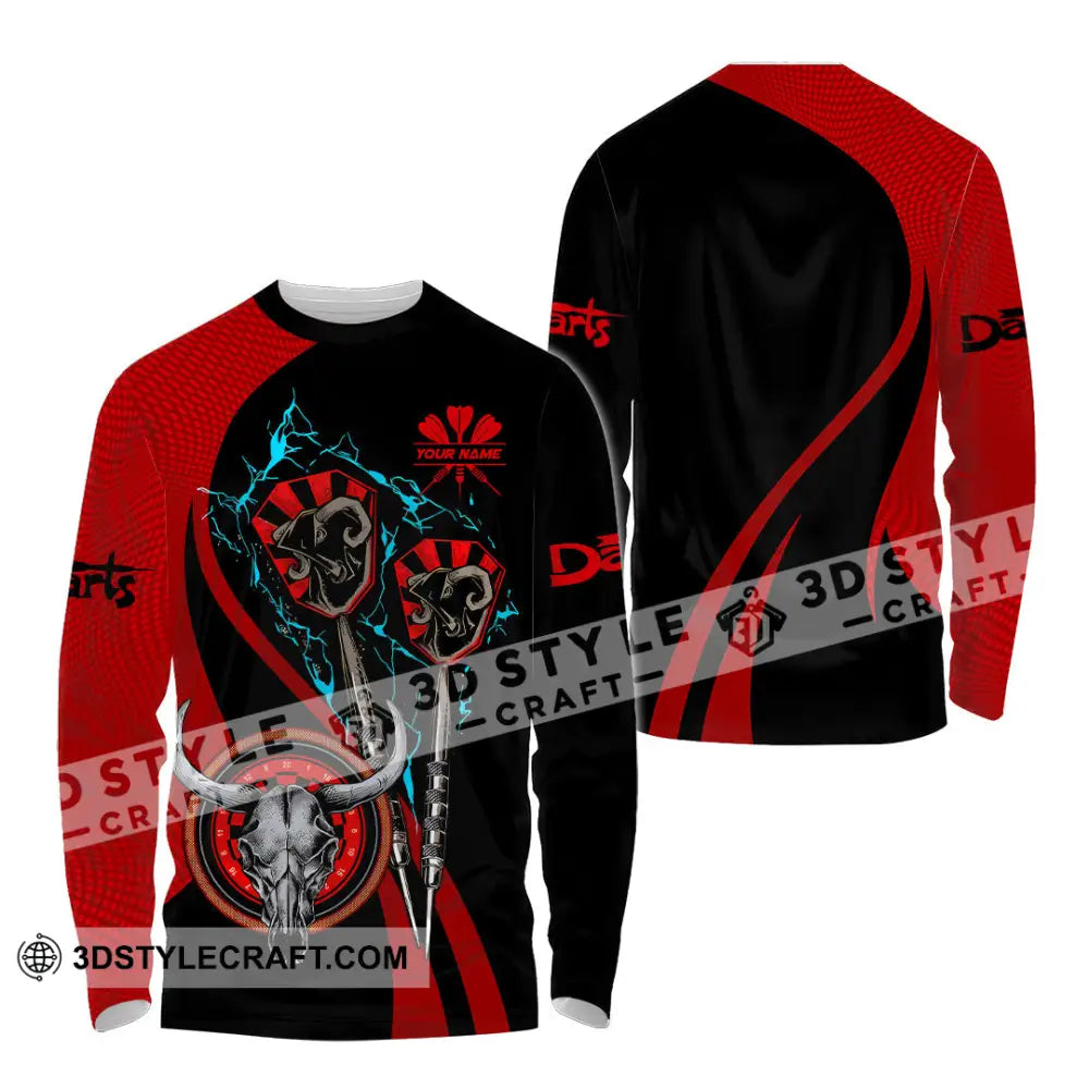 Unisex Shirt - Custom Text Red Buffalo Darts Player Sport Long Sleeve / S T-Shirt