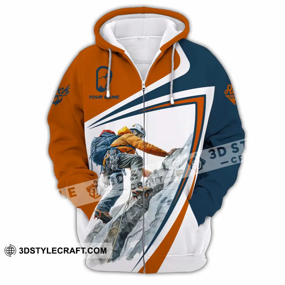 Unisex Shirt - Custom Text Shirt Rock Climb Zipper Hoodie / S T-shirt