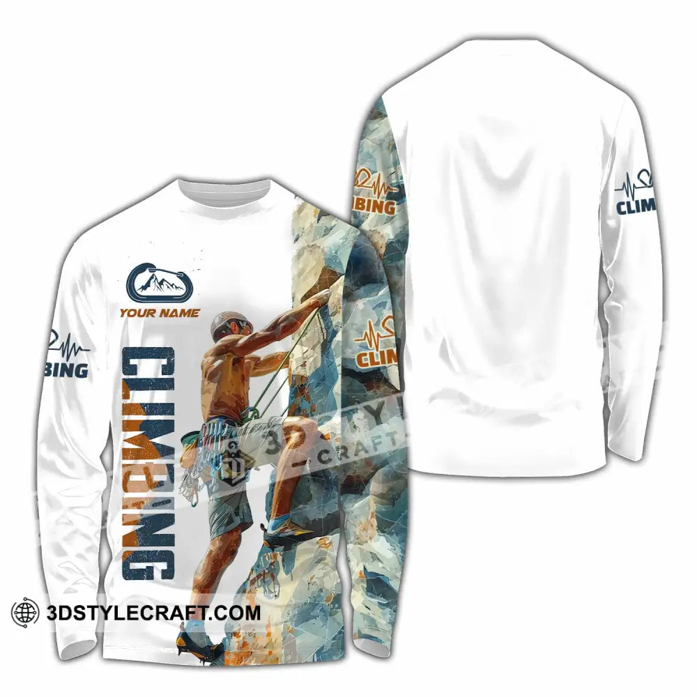 Unisex Shirt - Custom Text Shirt Rock Climbing Long Sleeve Shirt / S T-shirt