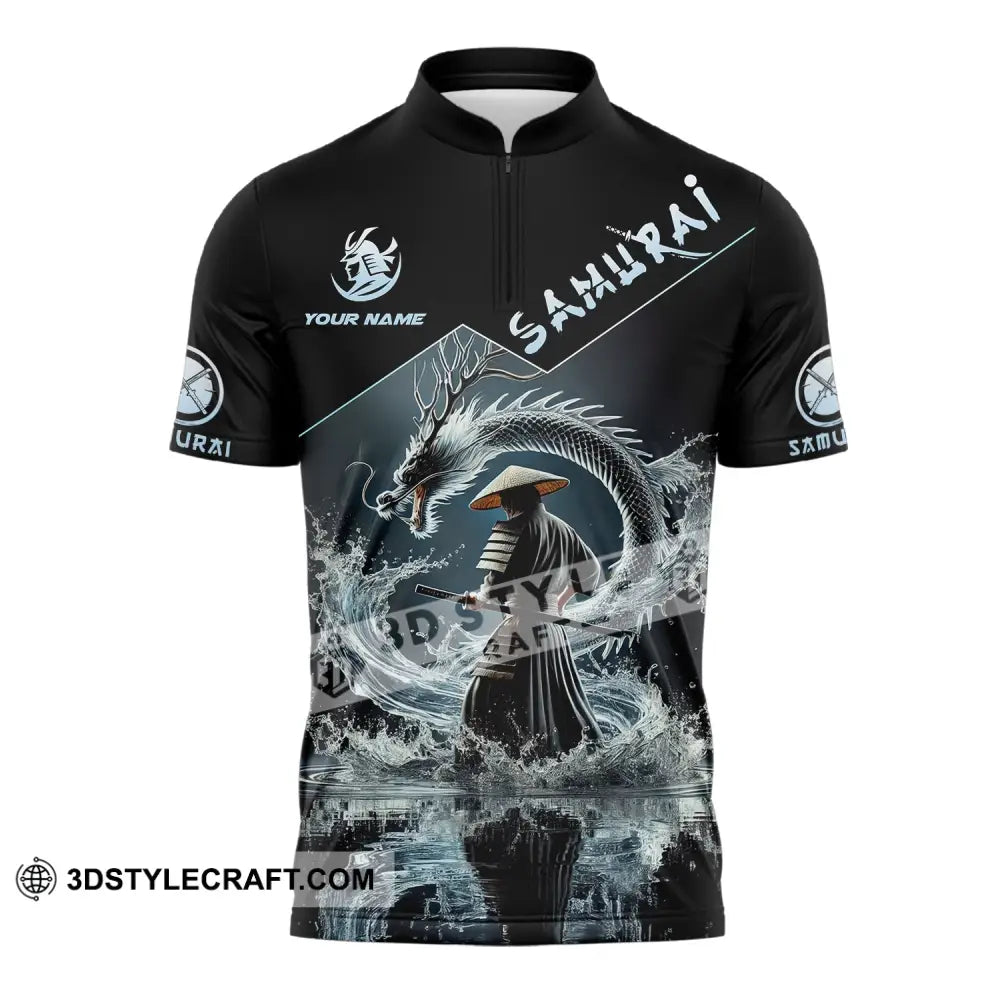 Unisex Shirt - Custom Text Samuarai Zipper Polo / S T-Shirt