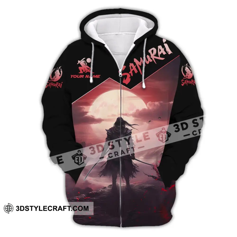 Unisex Shirt - Custom Text Samurai Zipper Hoodie / S T-Shirt