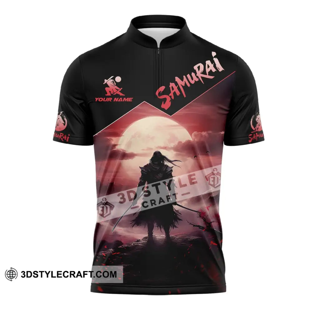 Unisex Shirt - Custom Text Samurai Zipper Polo / S T-Shirt