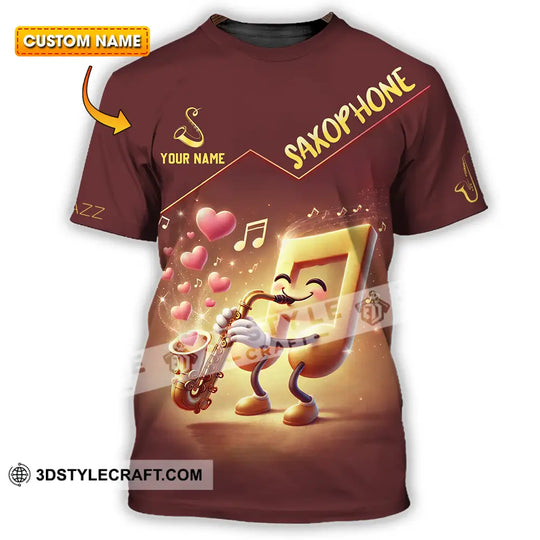 Unisex Shirt - Custom Text Shirt Saxophone style option 1