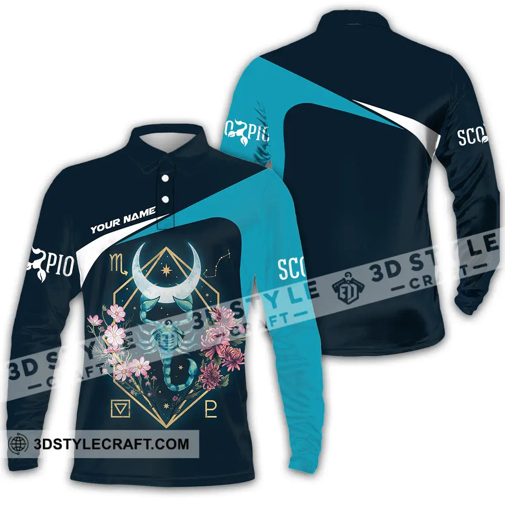 Unisex Shirt - Custom Text Scorpio Long Sleeve Polo / S T-Shirt