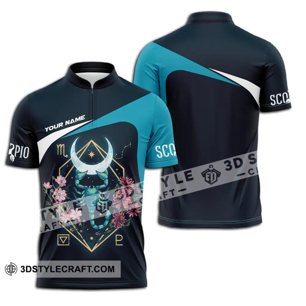 Unisex Shirt - Custom Text Scorpio Zipper Polo / S T-Shirt
