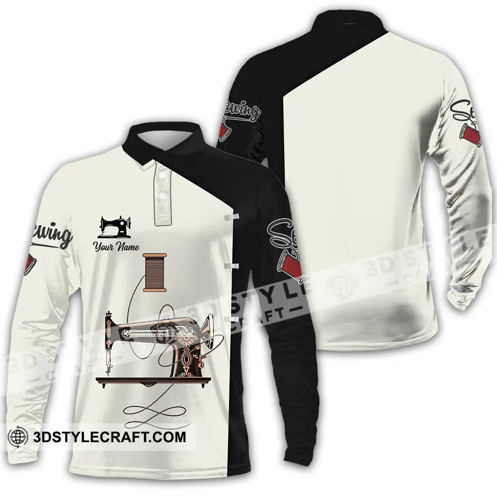 Unisex Shirt - Custom Text Shirt Sewing Shirt Long Sleeve Polo / S T-shirt