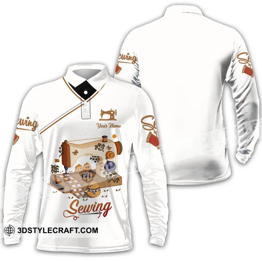 Unisex Shirt - Custom Text Shirt Sewing Shirt Long Sleeve Polo / S T-shirt