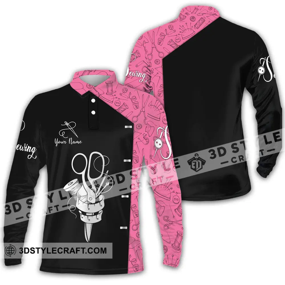 Unisex Shirt - Custom Text Shirt Sewing Shirt Long Sleeve Polo / S T-shirt