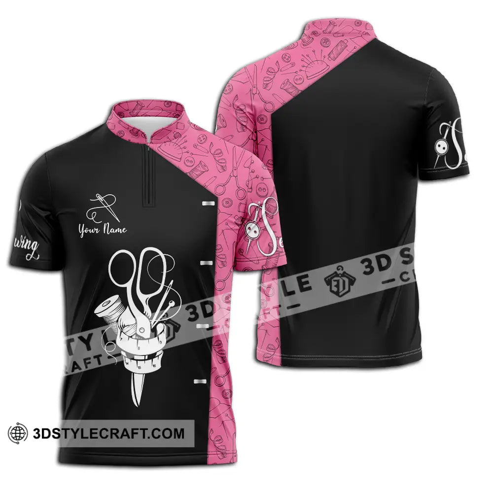 Unisex Shirt - Custom Text Shirt Sewing Shirt Zipper Polo Shirt / S T-shirt