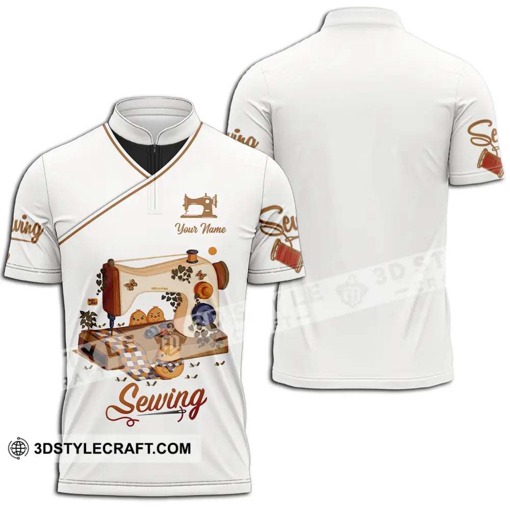 Unisex Shirt - Custom Text Shirt Sewing Shirt Zipper Polo Shirt / S T-shirt