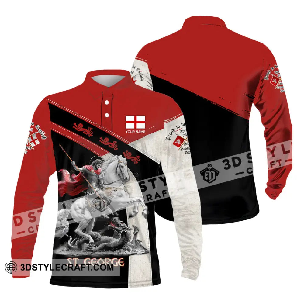 Unisex Shirt - Custom Text Shirt ST.George Templar Knight England Shirt Long Sleeve Polo / S T-shirt