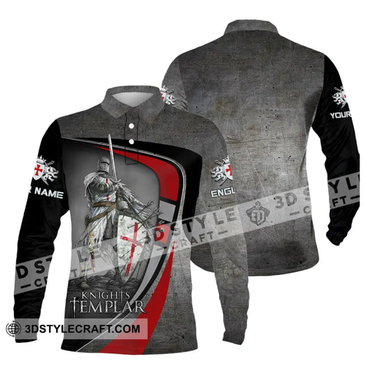 Unisex Shirt - Custom Text Shirt, Templar Knight, England Shirt style option 3
