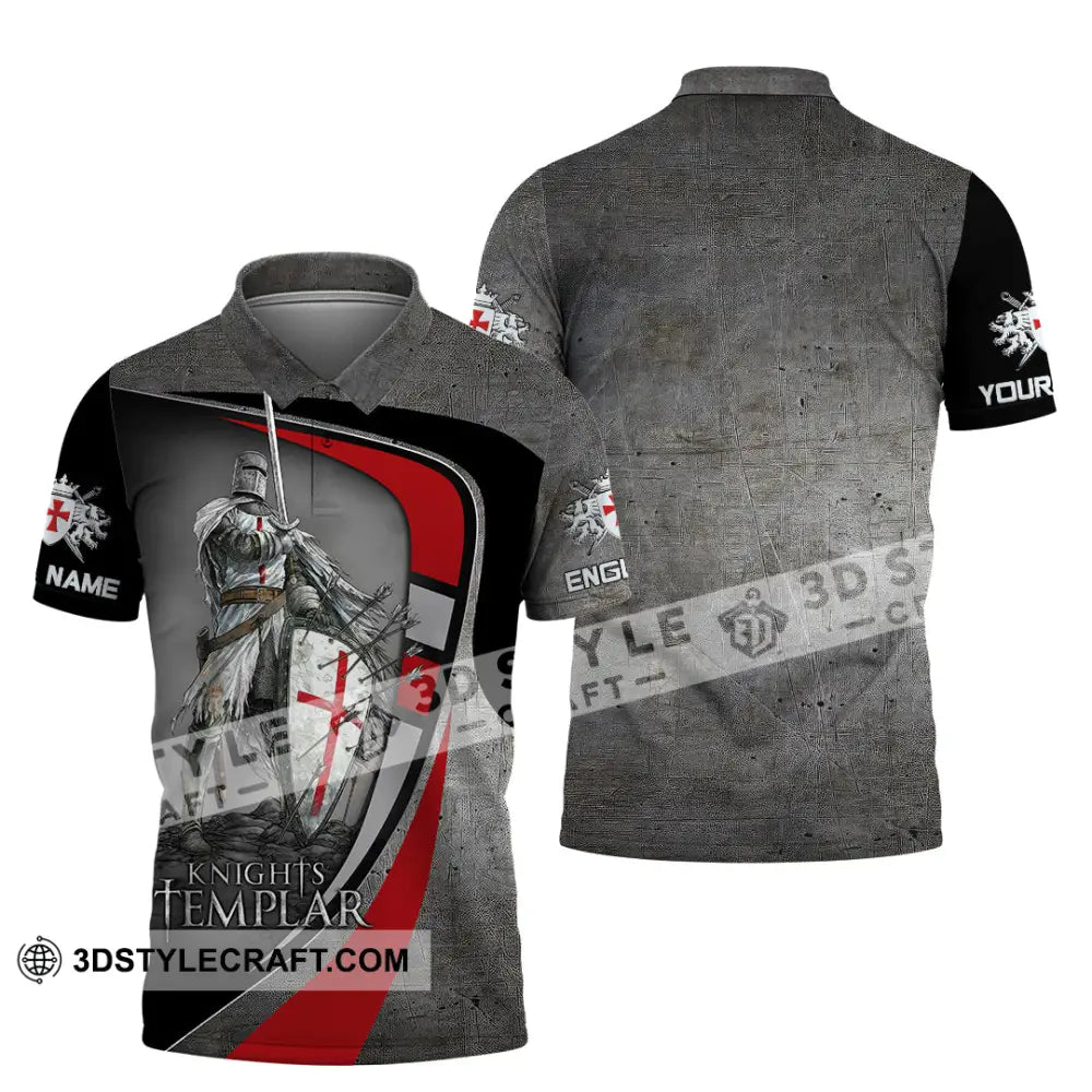 Unisex Shirt - Custom Text Shirt Templar Knight England Shirt Polo Shirt / S T-shirt