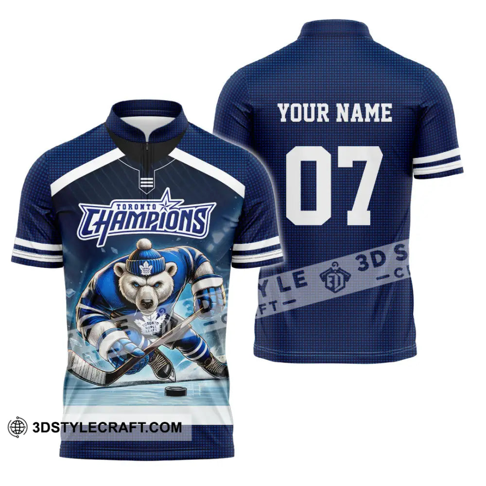 Unisex Shirt - Custom Text Shirt Toronto Maple Leafs Shirt Zipper Polo Shirt / S T-shirt