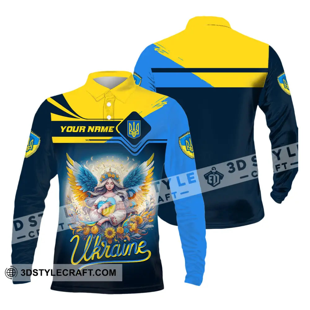 Unisex Shirt - Custom Text Shirt Ukraine Shirt Long Sleeve Polo / S T-shirt