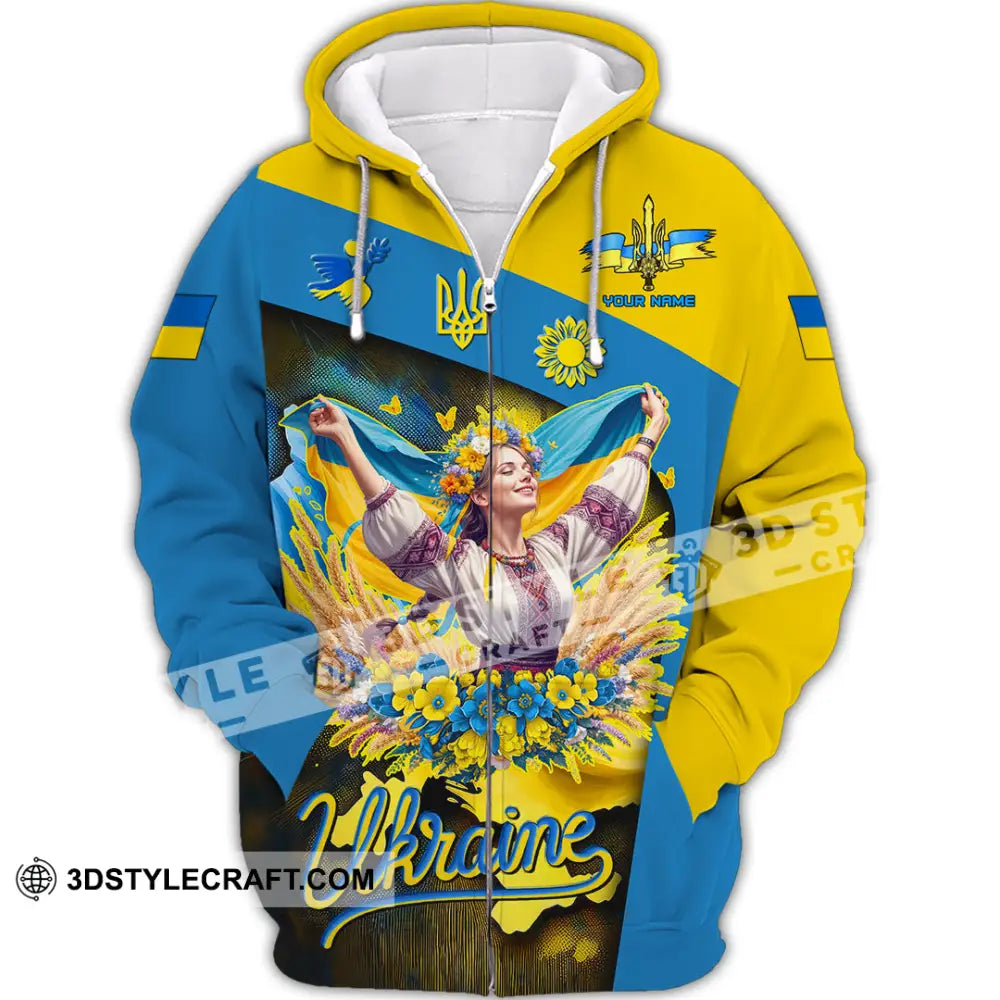 Unisex Shirt - Custom Text Shirt Ukraine Shirt Zipper Hoodie / S T-shirt