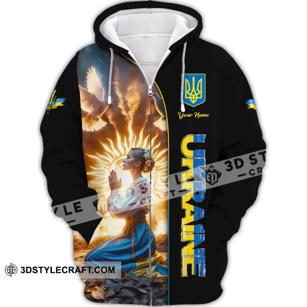 Unisex Shirt - Custom Text Shirt Ukraine Shirt Zipper Hoodie / S T-shirt