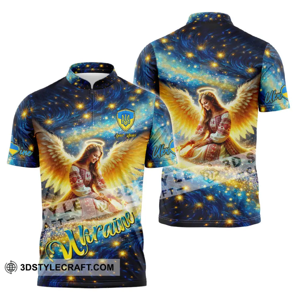 Unisex Shirt - Custom Text Shirt Ukraine Shirt Zipper Polo Shirt / S T-shirt