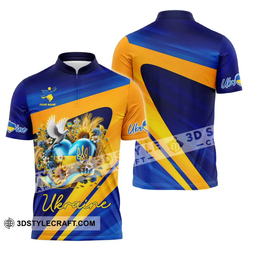 Unisex Shirt - Custom Text Shirt Ukraine Shirt Zipper Polo Shirt / S T-shirt