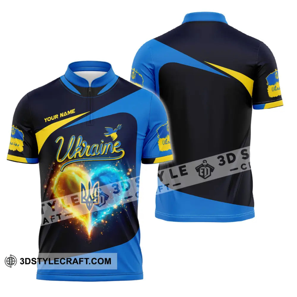 Unisex Shirt - Custom Text Shirt Ukraine Shirt Zipper Polo Shirt / S T-shirt