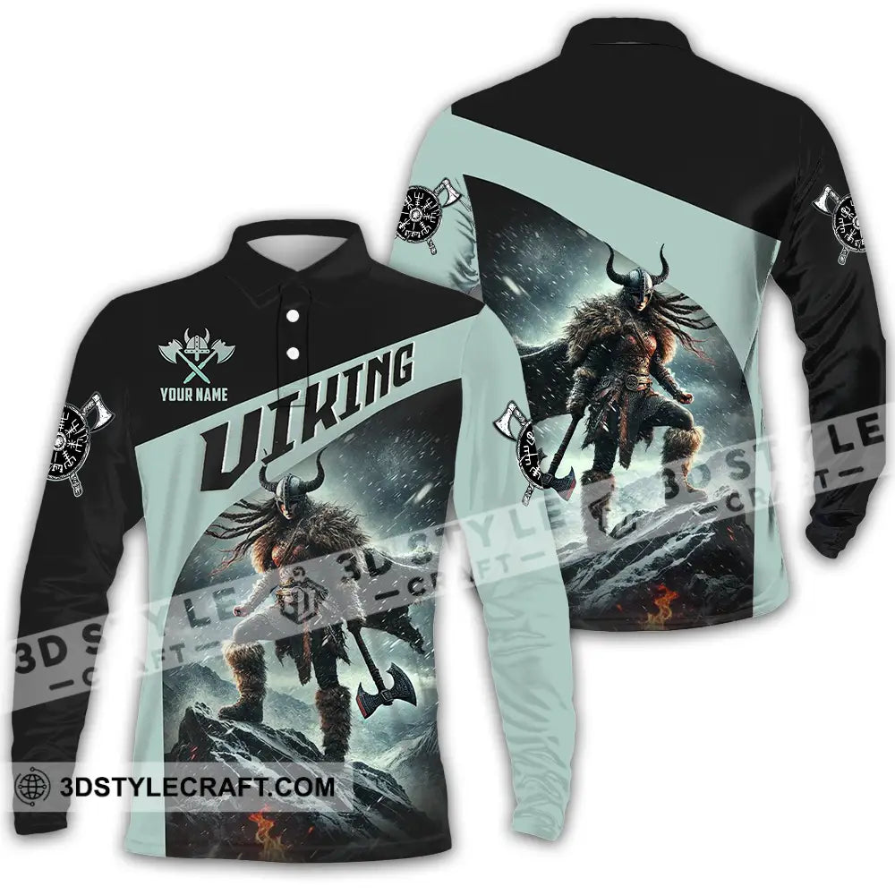 Unisex Shirt - Custom Text Viking Long Sleeve Polo / S T-Shirt